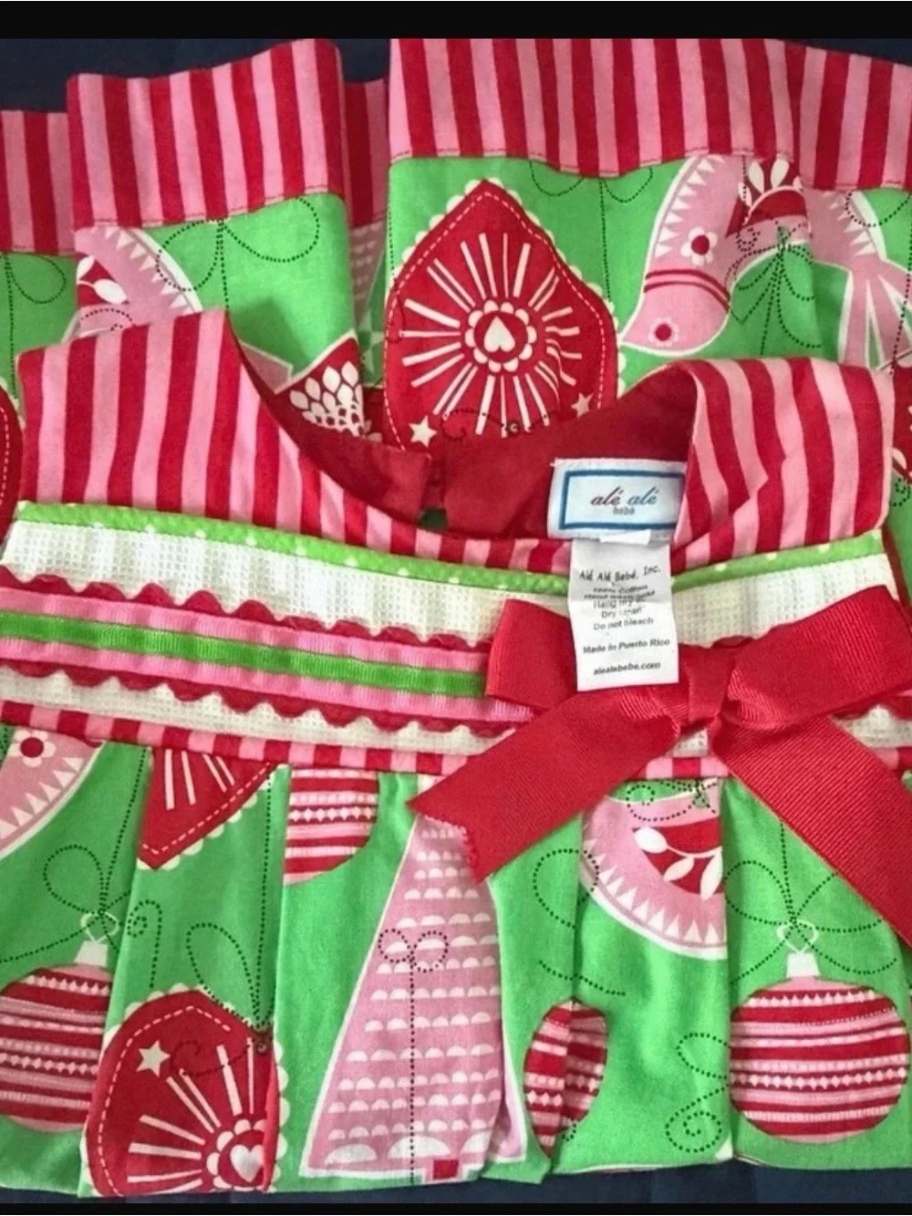 Girls Green Red Pink Holiday Ornament Dress